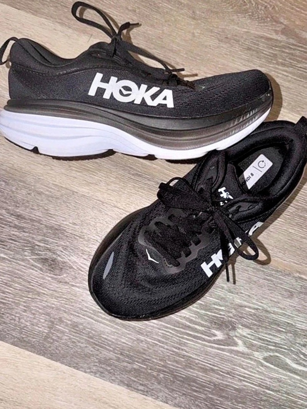 HOKA Black & White Athletic Shoes Like New